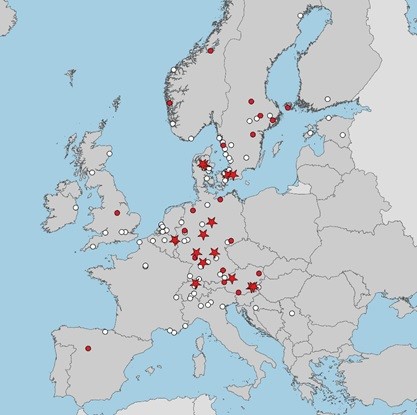 Den nye håndbog bygger på casestudier fra store dele af Europa. (Illustration: Fraunhofer IEE. Grundkort: Eurostat).